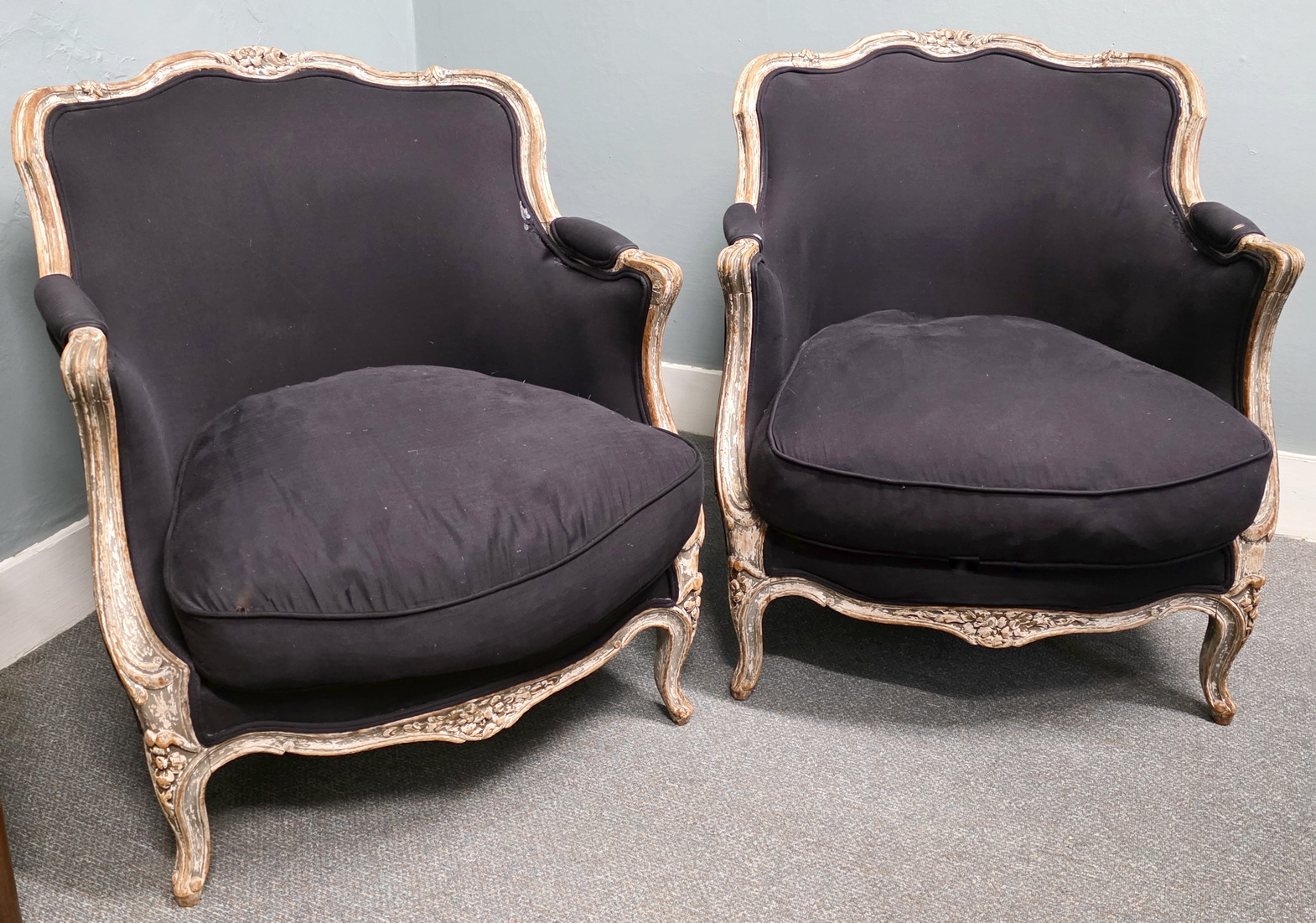 A Pair of French Bergere Armchairs